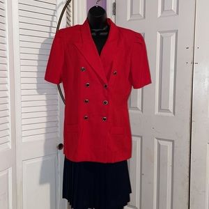 Double Breasted Red Skirt Set - Size 12